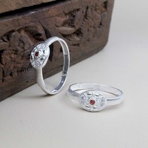 Echt 925 Silber Süß Indischer Stil Handgemacht Damen Rot Weiß Cz Zehen Ring Paar - £18.92 GBP
