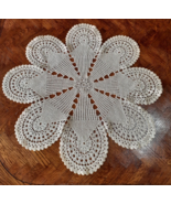 Vintage Crocheted Round Doily or Dress Scarf, Beige / Ivory, 22&quot; - £9.67 GBP