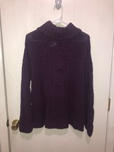 NWT Seven 7 Cable Knit Cowl Neck Chenille Feel Sweater SZ Medium Blackberry Wine - £15.73 GBP