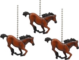 Ceiling Fan Metal Pull Chain with Galloping Horse Knob Handle 3.25&quot;(Set of 3) - £19.97 GBP