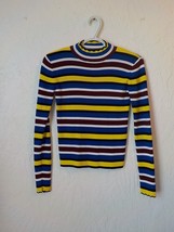 Zara Knit Stripes Mock Neck Top Sweater Women size Small Long Sleeve Vis... - £12.65 GBP