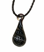 Artisan Hand blown glass pendant Necklace Vintage 2&quot; x 3/4&quot; Murano style - $24.61 CAD