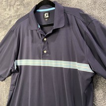 Footjoy Shirt Mens Large Dark Blue Striped FJ Polo Performance Golfer Su... - $12.99