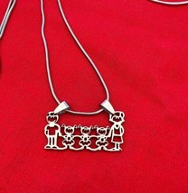 New Stainless Steel Stick Figure Family Daughters Necklace Pendant Chain Girls - $24.75