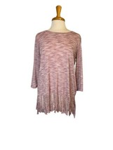 Ariat Womens Blouse Pink 3/4 Sleeve Sleeve Stretch Fringe Trim Boxy Cut Size M - £18.88 GBP