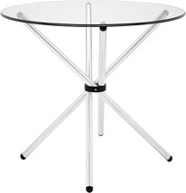 With A Round Glass Top And A Stainless Steel Base, The Modway Baton 36&quot; Modern - £121.00 GBP