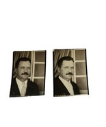 Lot Of (2) Vintage Photos Photo Booth Handsome Man Mustache Suit &amp; Tie 50&#39;s - $690.61 MXN