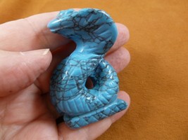 (Y-SNAK-CO-730) blue Howlite SNAKE COBRA gemstone carving FIGURINE I lov... - £13.78 GBP