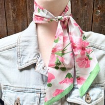 Pink Green Floral Western Skinny Cowgirl Mini Wild Rag Scarf Necktie - $18.81