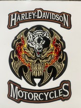 Harley Davidson wolf Patch - 12&#39;&#39; Large Embroidery Patch - 3 Pcs Set - £27.54 GBP