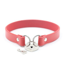 Ple&#39;sur PVC Collar With Heart Lock &amp; Key Red Bag Packaging - £19.23 GBP