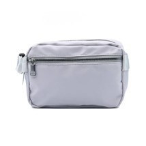 Nylon Rectangle Belt Bag Crossbody Sling Bag Silver Grey - $17.82