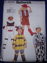 Butterick  Boys’ Girl’s Astronaut Cowgirl &amp; Boy Fireman Costumes Size 6-8 #3244 - £4.80 GBP