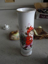 Beautiful Vintage Lefton Girl Print Bud Vase LOOK - £18.79 GBP