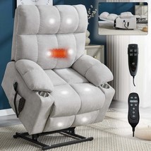 Beige Dual Motor Power Lift Recliner | Massage, Heat, 350lbs - $589.99