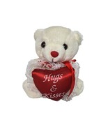 Preferred Plush Valentines Day White Teddy Bear Hugs &amp; Kisses Heart Love 6” - $282.23 MXN