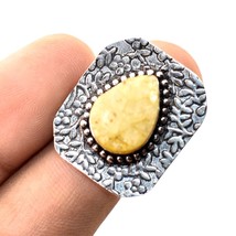 Yellow Titanium Drusy Gemstone Handmade Fashion Ring Jewelry 6.25&quot; SA 5406 - £3.13 GBP