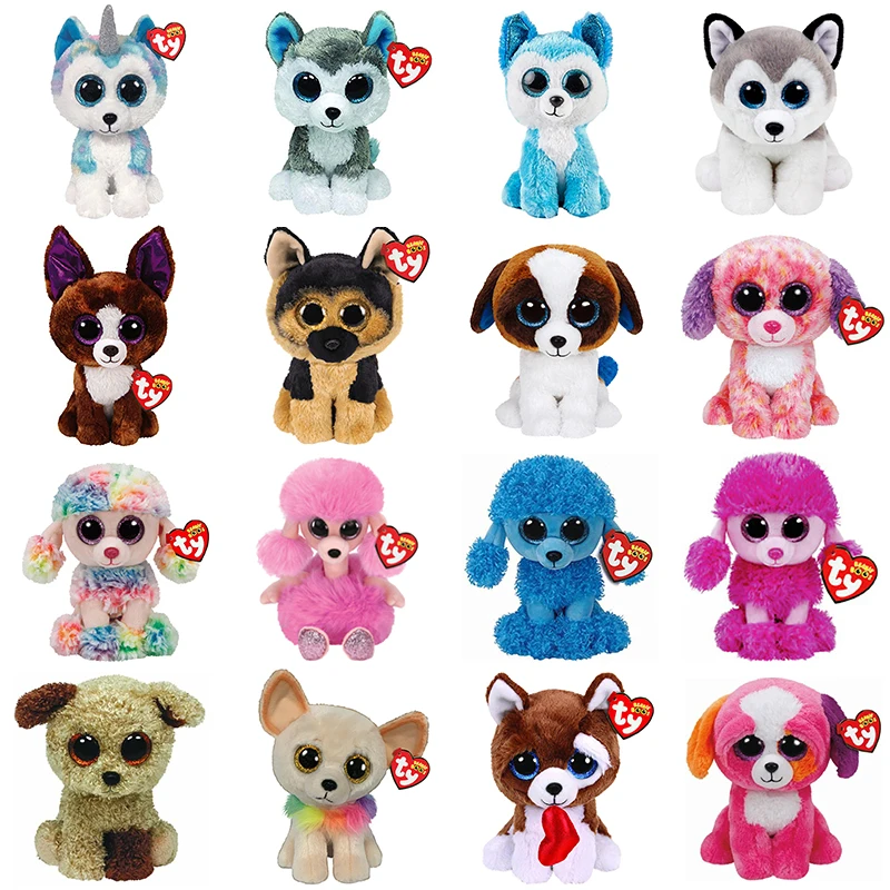 15CM Ty Beanie Glitter Big Eyes Dog Helena Slush Yips Kawaii Cute Slick Soft - £12.09 GBP+