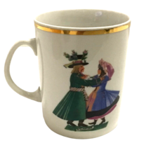 Vintage Mug Polish Folk Dancers Gold Trim Poland Favolina Mug Cup Poland - $29.69