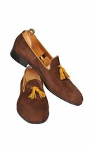 New Men&#39;s Handmade Brown Suede Tassel Loafers for men custom dress shoe for men - £115.09 GBP