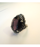 Rare Hera Sterling Silver Ring Large Purple Oval Stone 11.53 Gram Size 6... - $2,832.02 MXN