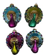 4 Vintage Rauch Glass Peacock 4&quot; Christmas Ornaments Pink Green Blue SET... - $89.97