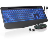 Wireless Keyboard And Mouse With 7 Colored Backlits, Wrist Rest, Phone H... - £65.57 GBP