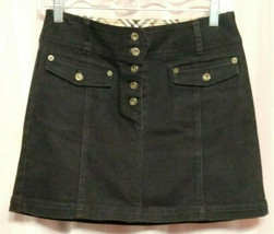 Burberry Blue Label Black Denim Skirt Button-Front Pockets Sz 25 (Measurements) - £62.65 GBP