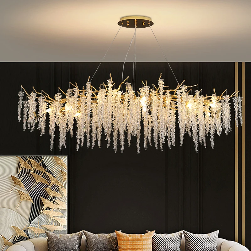Ier golden dining living room crystal pendant lights interior decoration ring luster g9 thumb200