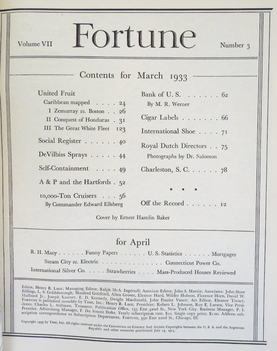 Fortune magazine March 1933 vintage cigar box labels Baker cover back issue Item image 3