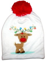 Reindeer With Lights Winter Hat Beanie Fun Accessory To Ugly Christmas Sweater - £19.41 GBP