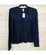 Chicos NWT Tonya Texture Cardigan Size 3 XL Blue Snap Button Up Long Sleeve - £22.14 GBP