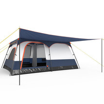 8-10 Person Camping Tent with Double Rooms and 2 Doors-Navy - $174.00