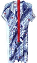 VTG 1970s Willi of California Knit Dress Mod Floral Red White Blue/Red B... - $58.41