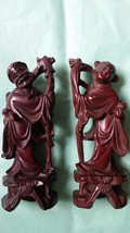 Vintage Finely Carved Wood Chinese or Japanese Figures 5 1/4&quot;H nice robes carved - £46.29 GBP