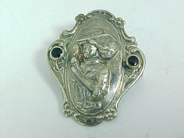 CAMEO LAdy with Apple Vintage BROOCH Pin in STERLING Silver with Black Onyx - $72.00
