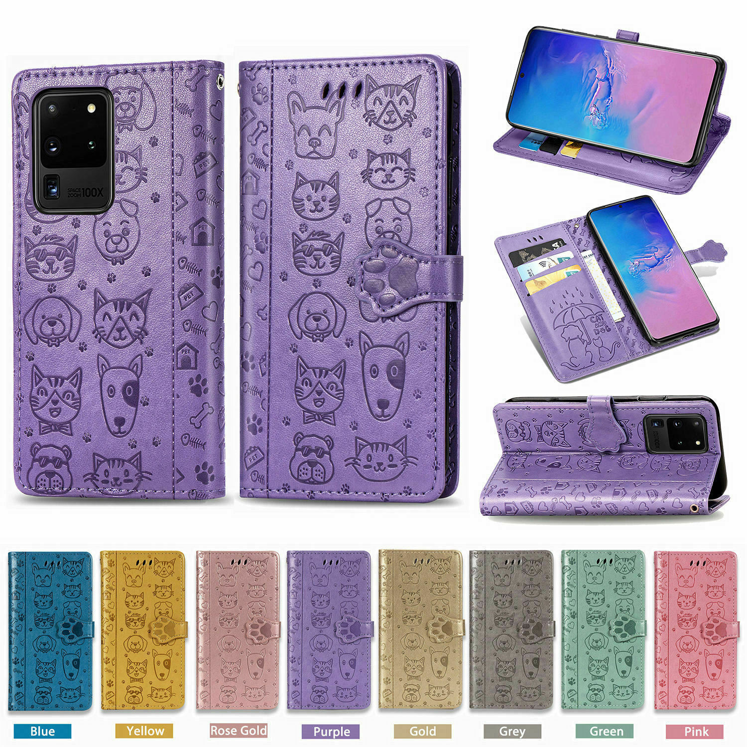 For Samsung Note 20 S20 Ultra A01 A11 A21 A14 Magnetic Flip Leather Wallet Case