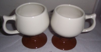 (2) HALLS POTTERY DEMITASSE MINI PEDESTAL MUGS #2274 - $27.09