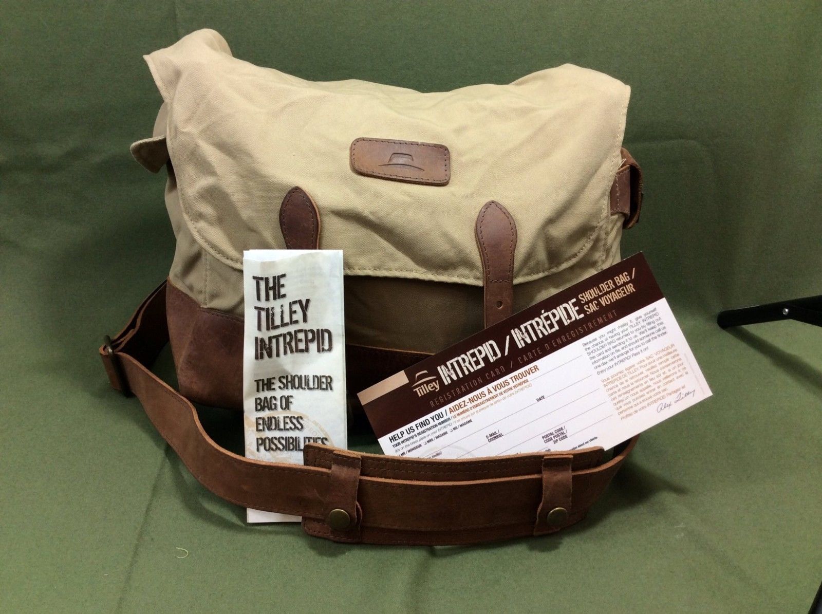 Tilley Intrepid III Canvas and Leather Messenger Bag / Laptop Bag - $175.00