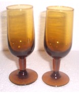 (2) VINTAGE AMBER HANDBLOWN STEM SHORT GLASSES - $24.34