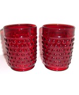 (2) Vintage Anchor Hocking Ruby Red Hobnail Style Glasses - $55.14
