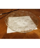 Vintage Clear Glass Christmas 14&quot; Serving Platter - Poinsetta Pattern - $25.00