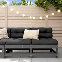 Garden Middle Sofas 2 pcs Grey Solid Wood Pine - £86.05 GBP