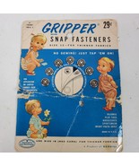 Vintage 1950 Gripper Snap Fasteners Size 15 For Thinner Fabrics 7 On Card - $13.10