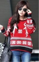 RED WOMENS REINDEER SNOWFLAKE CHRISTMAS WINTER SWEATER  FITS SIZE MEDIUM... - £27.58 GBP