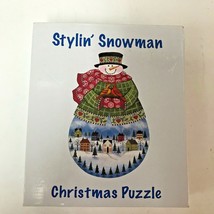 Christmas Puzzle Stylin Snowman 1000 Piece By Current Snowman Shaped Ver... - $11.67