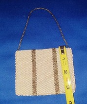 Vintage Mini Beaded Coin Purse - 3&quot;×4&quot; With Snap and Chain Handle- Has Staining - £36.76 GBP
