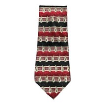 Pierre Cardin Mens Red Black Brown Stripe Silk Necktie Tie 59.25&quot; x 4&quot; - £4.67 GBP