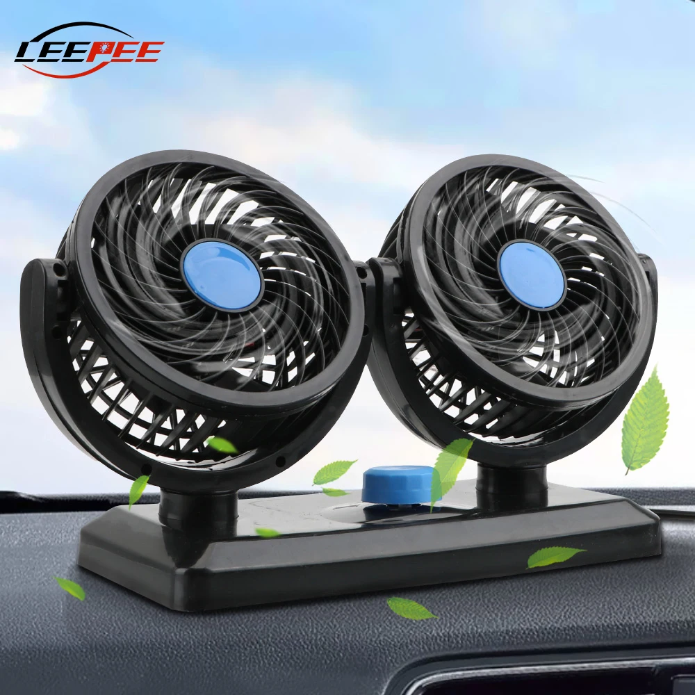12V 24V Mini Car Fan Twins On-board Air Cooling Cooler Strong Machine Truck - £15.58 GBP