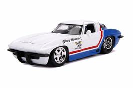 Jada 1963 Chevrolet Corvette Stingray White and Blue with Red Stripe Che... - $22.89